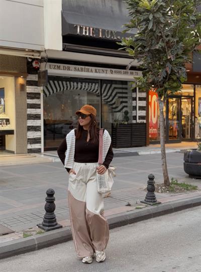 Paraşüt Pantolon Krem