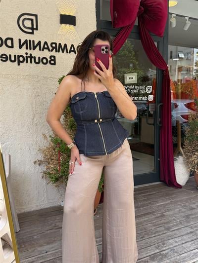 Straplez Denim Büstiyer