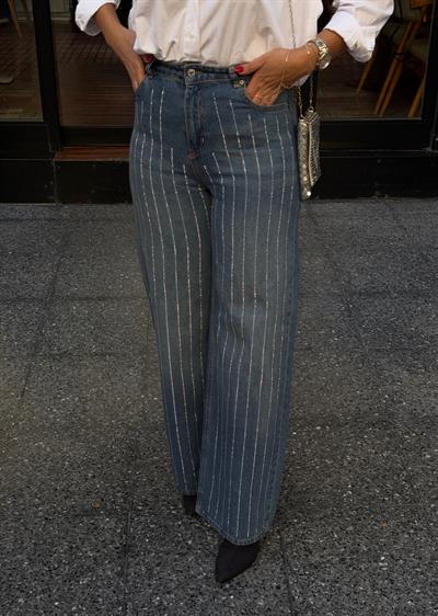Taşlı Jean  Mavi
