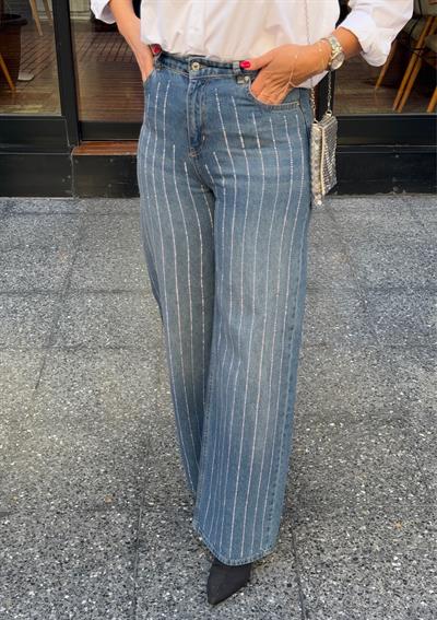 Taşlı Jean  Mavi