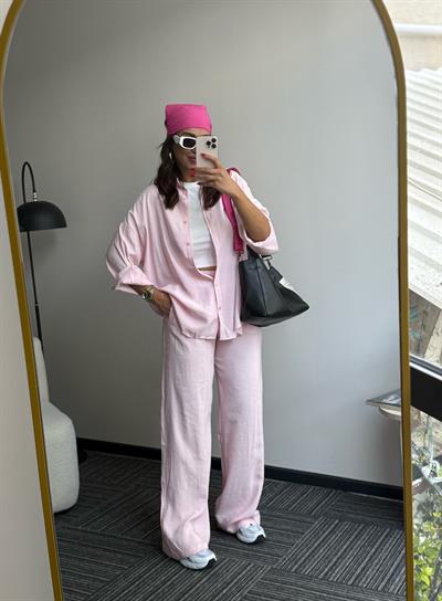 Tensel Gömlekli Takım Pembe