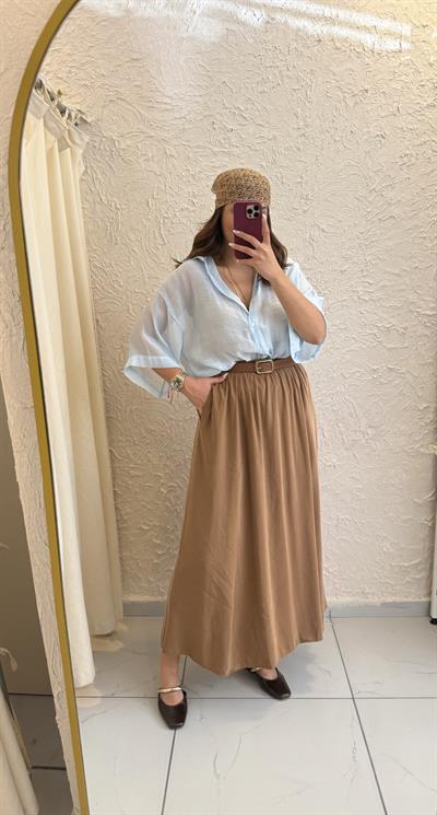 Tensel Kloş Etek Camel