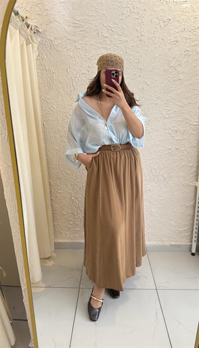 Tensel Kloş Etek Camel