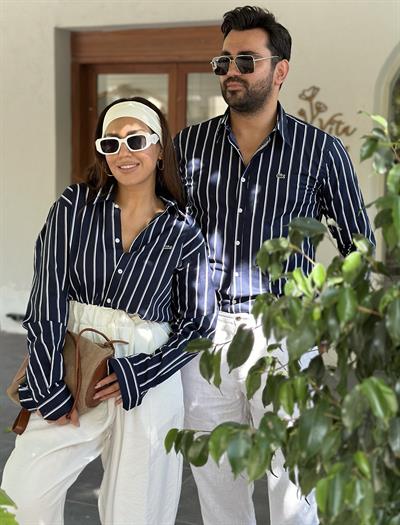 Unisex Poplin Gömlek  Beyaz Çizgili