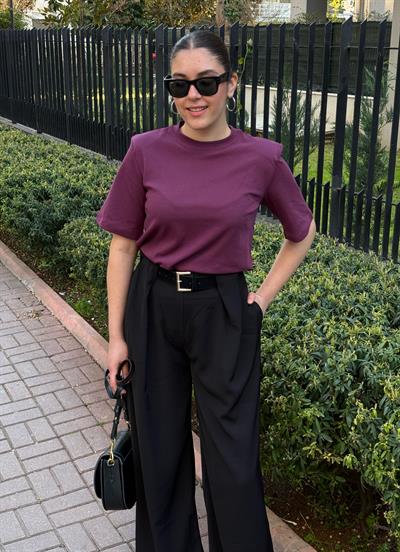 Vatkalı T-shirt Mürdüm
