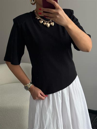 Vatkalı T-Shırt Siyah