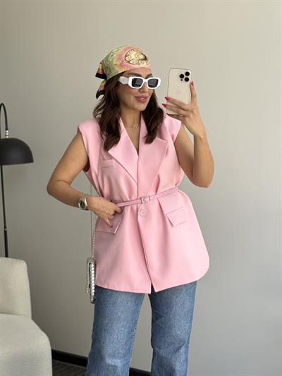 Vatkalı Yelek Pembe