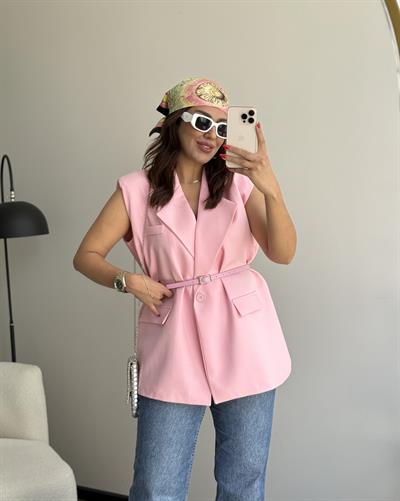 Vatkalı Yelek Pembe
