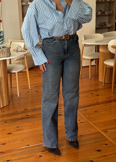 Wıde Leg Kemerli Jean Tint Denim