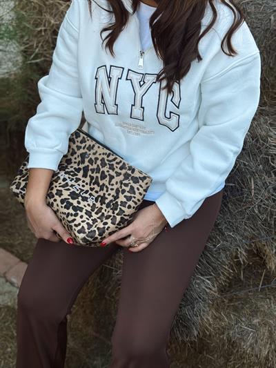 Yakası Fermuarlı Sweatshirt Beyaz