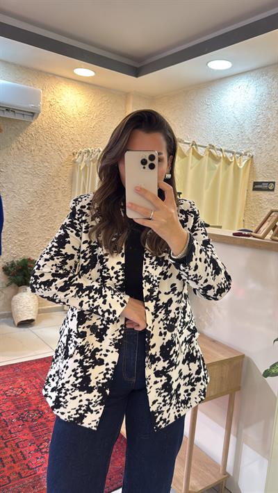 Zra Saten Dokulu Blazer Ceket Desenli