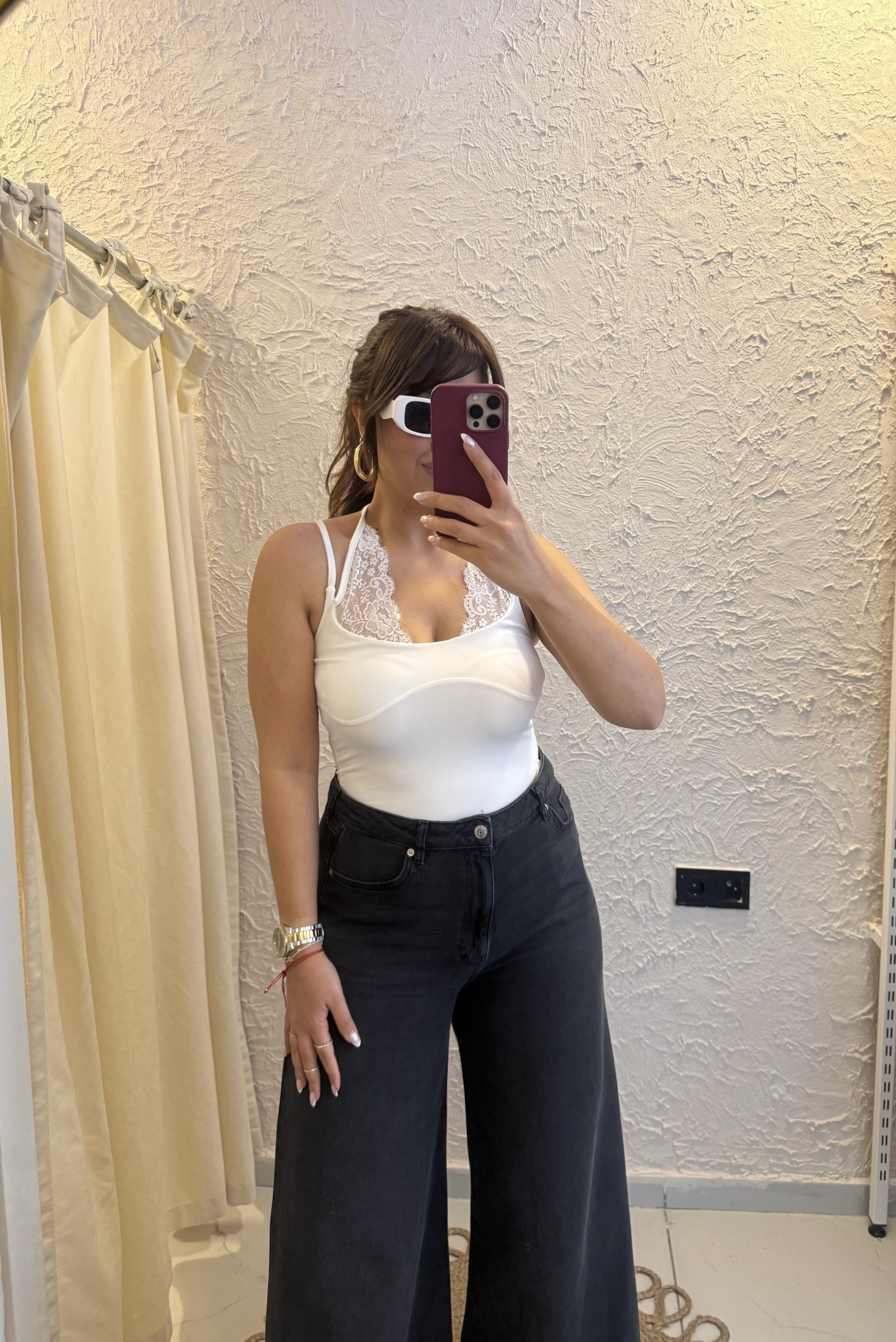 Dantelli Bodysuit Beyaz
