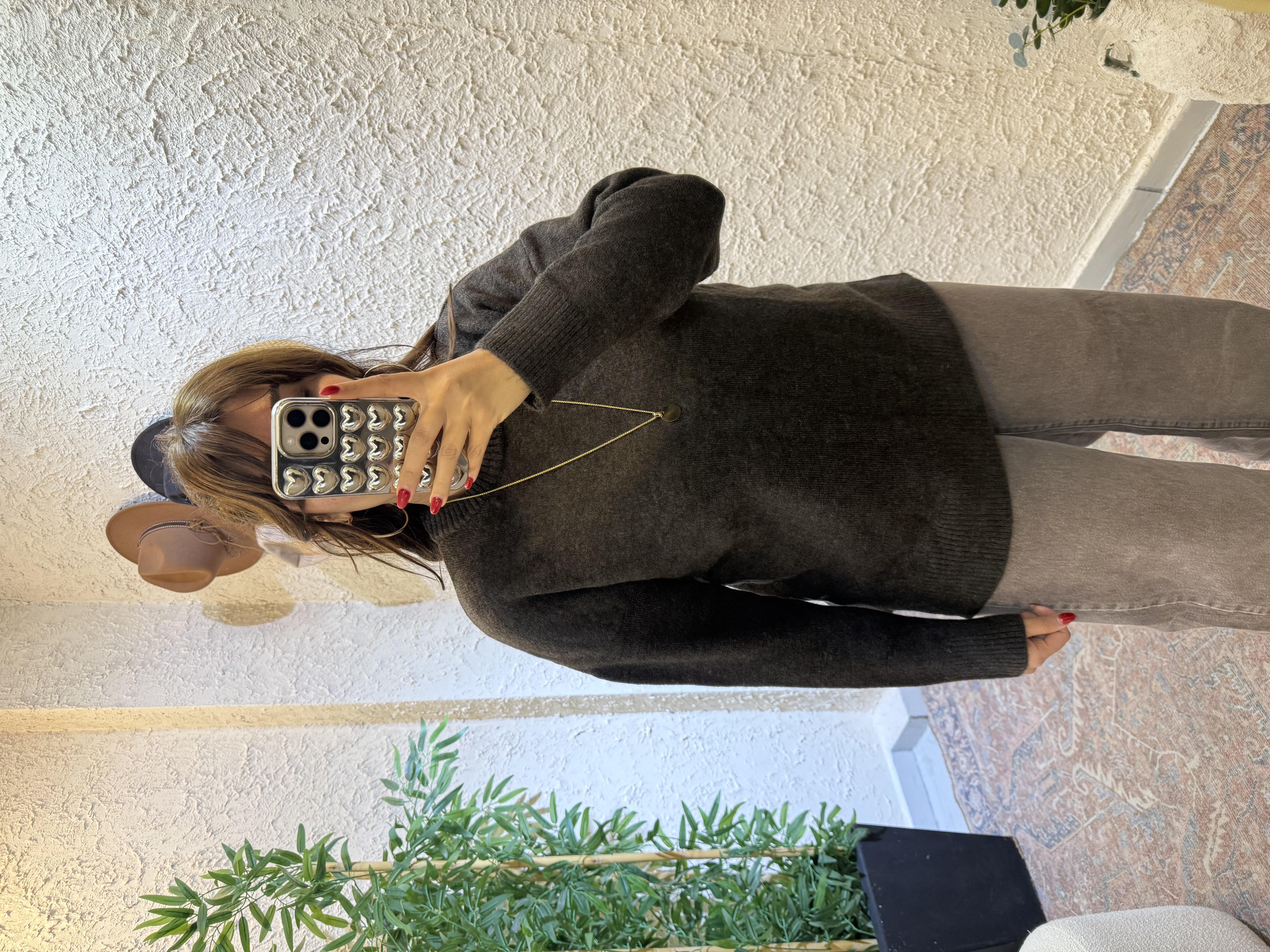 Yarım Balıkçı Oversize Kazak Kahverengi