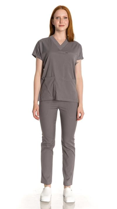 Açık Gri Likralı Greys Scrubs Takım