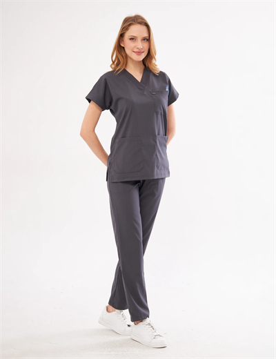 Antrasit Likralı Greys Scrubs Takım
