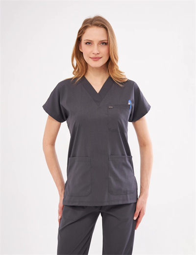Antrasit Likralı Greys Scrubs Takım