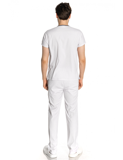 Beyaz Renkli Likralı Greys Tek Üst Scrubs