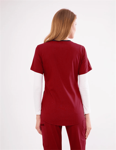 Bordo Likralı Agape T1 Scrubs Üst