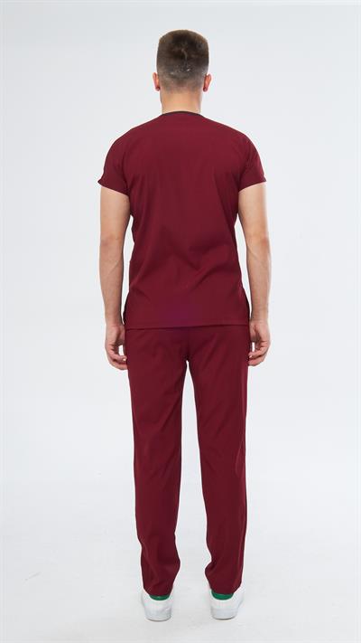 Bordo Greys Likralı Scrubs Takım