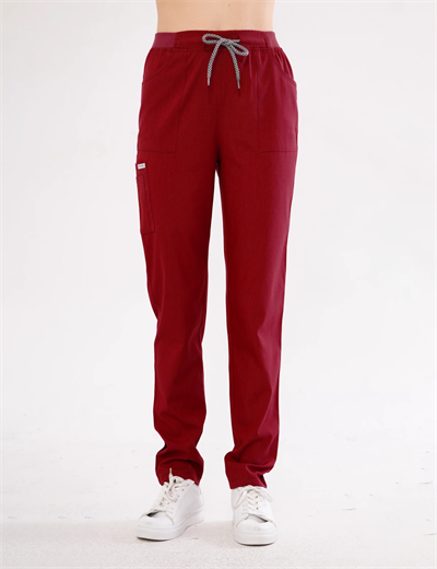 Bordo Lyra Likralı Premium Scrubs Pantolon