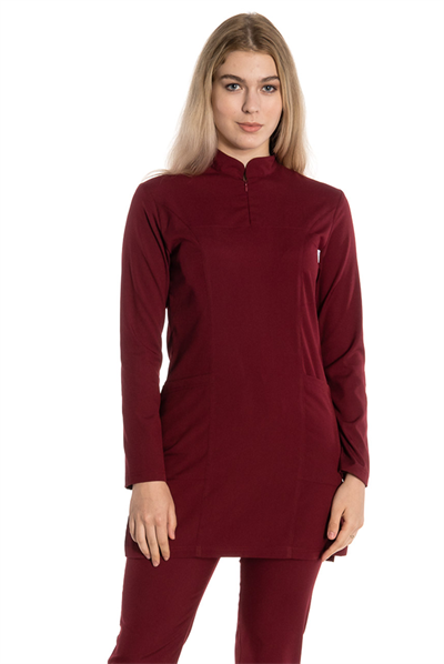 Bordo Likralı Renkli Tesettür Scrubs Takım