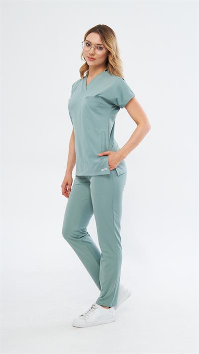 Çağla Yeşili Likralı Satori T2 Scrubs Takım