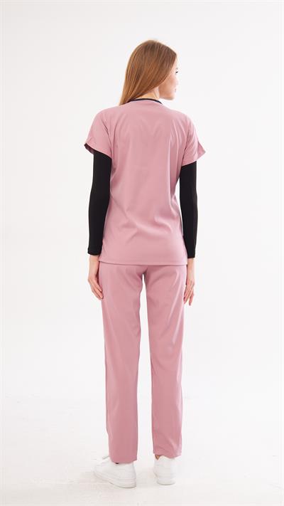 Dusty Rose Likralı Greys Scrubs Takım