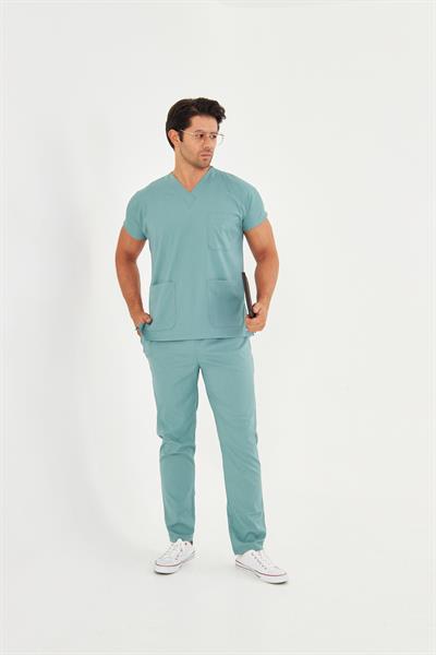 Petrol Likralı Greys Scrubs Takım