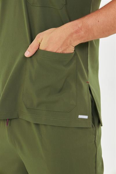 Haki Yeşili Likralı Greys Scrubs Takım