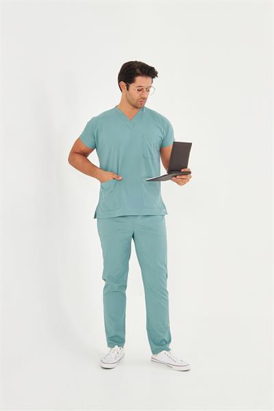 Petrol Likralı Greys Scrubs Takım