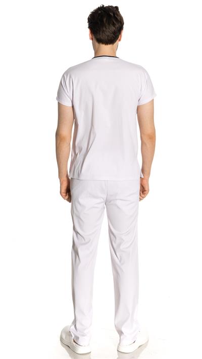 Beyaz Likralı Greys Scrubs Takım