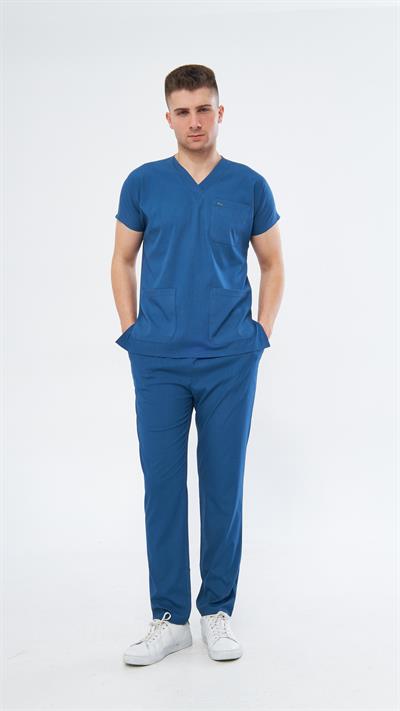 İndigo Mavi Likralı Greys Scrubs Takım