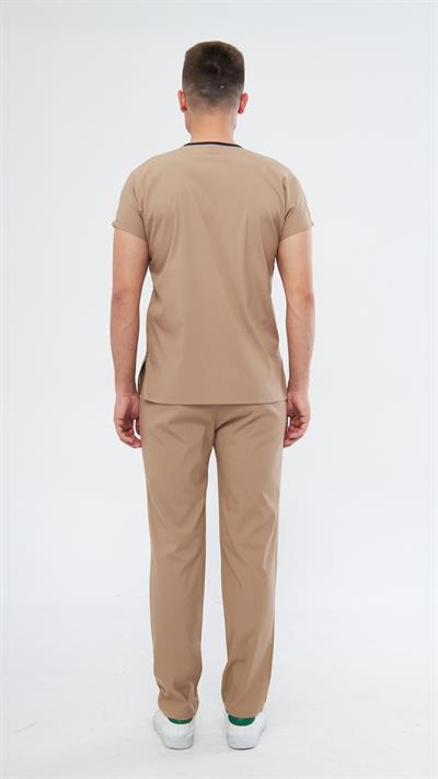 Kum Bej Likralı Greys Scrubs Takım