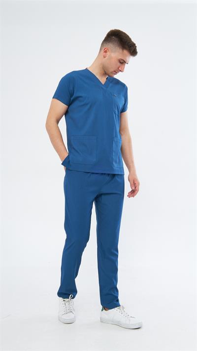 İndigo Mavi Likralı Greys Scrubs Takım