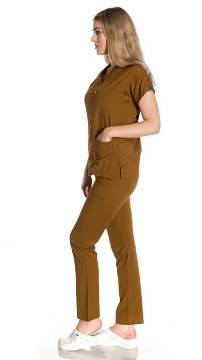 Hardal Sarısı  Likralı Greys Scrubs Takım 