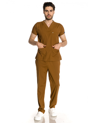 Hardal Sarısı Likralı Greys Scrubs Takım