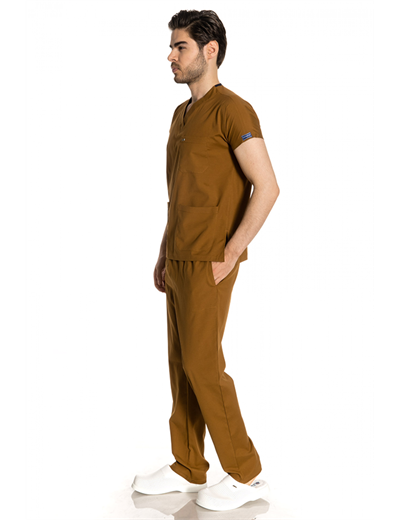 Hardal Sarısı Likralı Greys Tek Üst Scrubs