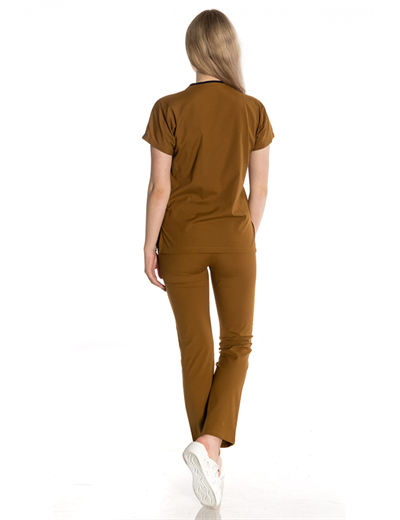 Hardal Sarısı Likralı Greys Tek Üst Scrubs