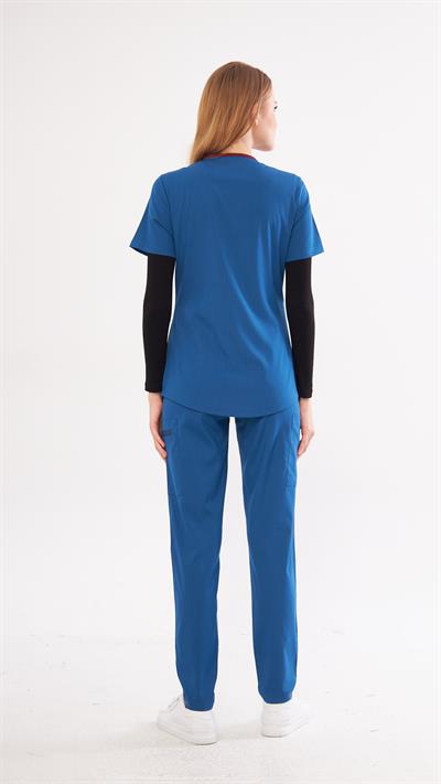 Indigo likralı Agape T1 Scrubs Takım