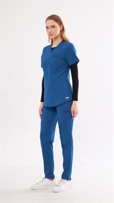 Indigo likralı Agape T1 Scrubs Takım