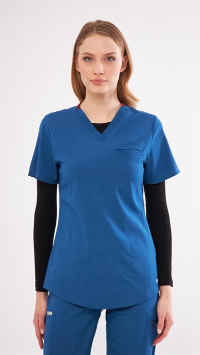 Indigo Likralı Agape T1 Scrubs Üst