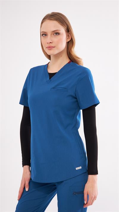 Indigo Likralı Agape T1 Scrubs Üst