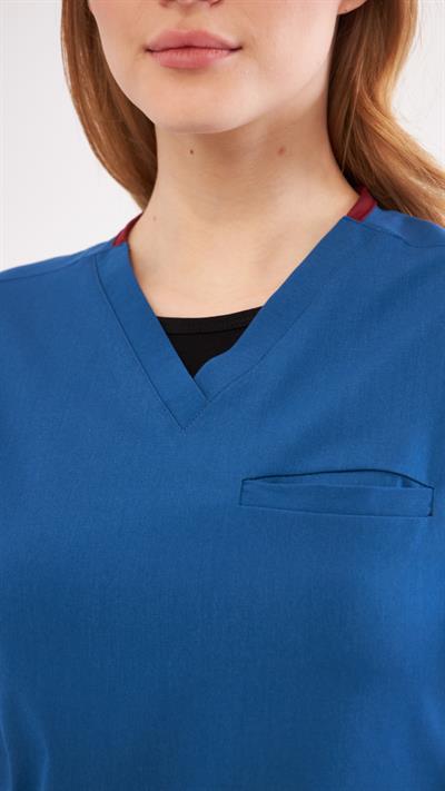 Indigo Likralı Agape T1 Scrubs Üst
