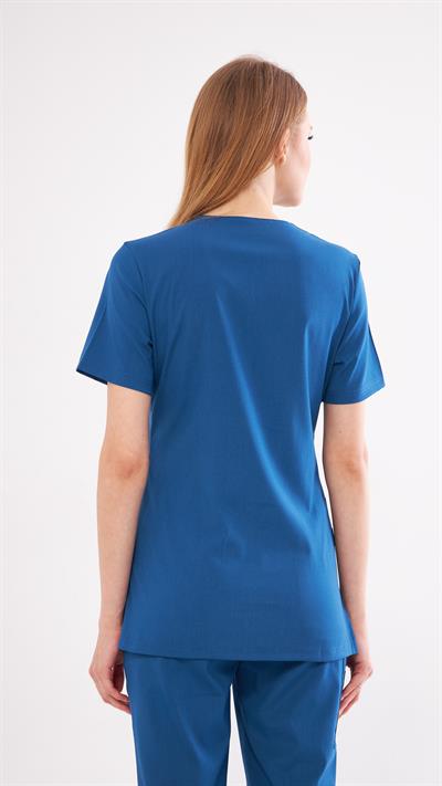 Indigo Likralı Lyra Premium Scrubs Üst