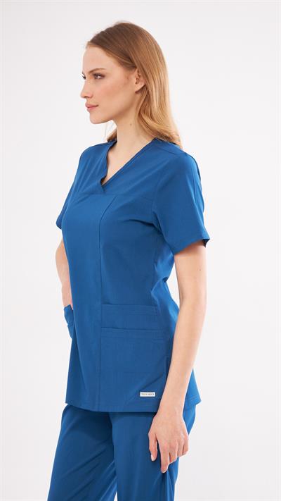 Indigo Likralı Lyra Premium Scrubs Üst