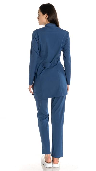 İndigo Likralı Tesettür Scrubs Takım