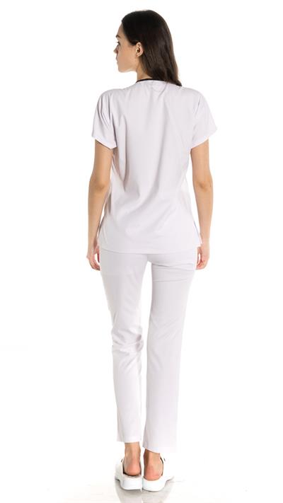Beyaz Likralı Greys Scrubs Takım 