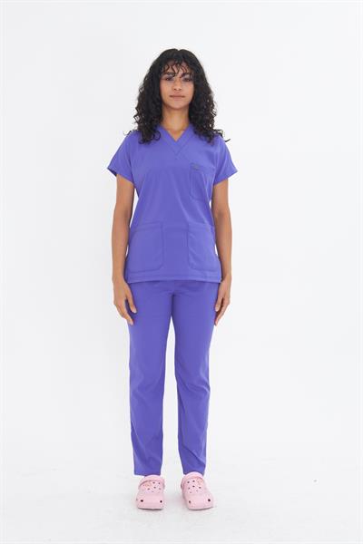 Lavanta Renkli Likralı Greys Scrubs Takım