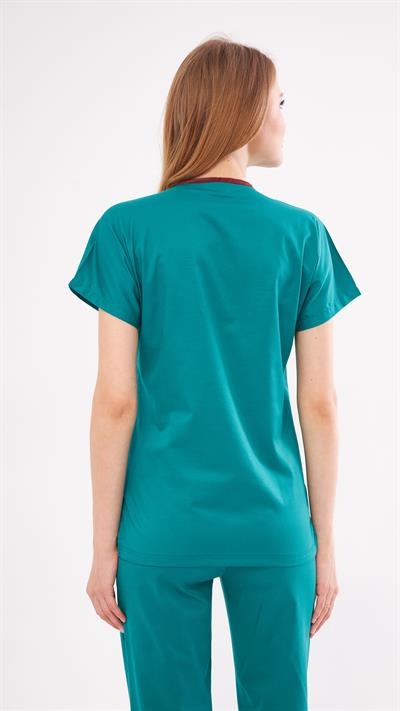Koyu Yeşil Likralı Greys Scrubs Takım