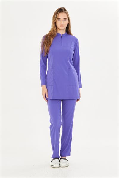 Lavanta Likralı Tesettür Scrubs Takım